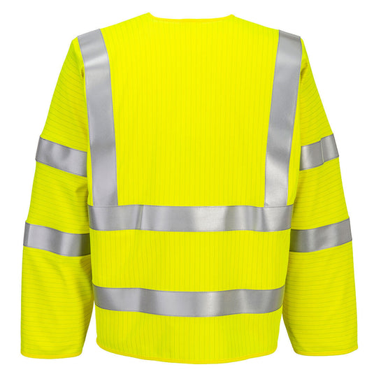 FR616 - Gilet zippé manches longues Bizflame HV FR, Jaune, vue de dos 