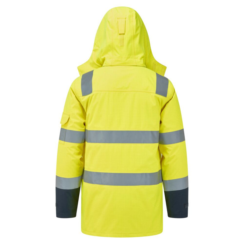Chargez l'image dans la visionneuse de la galerie, FR617 - Parka Bizflame HV, Jaune/Marine, vue de dos # Couleur_Jaune/Marine
