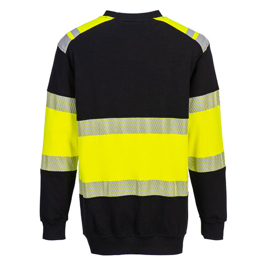 FR716 - Sweat-shirt PW3 Modaflame  HV Classe 1, Jaune/Noir, vue de dos 
