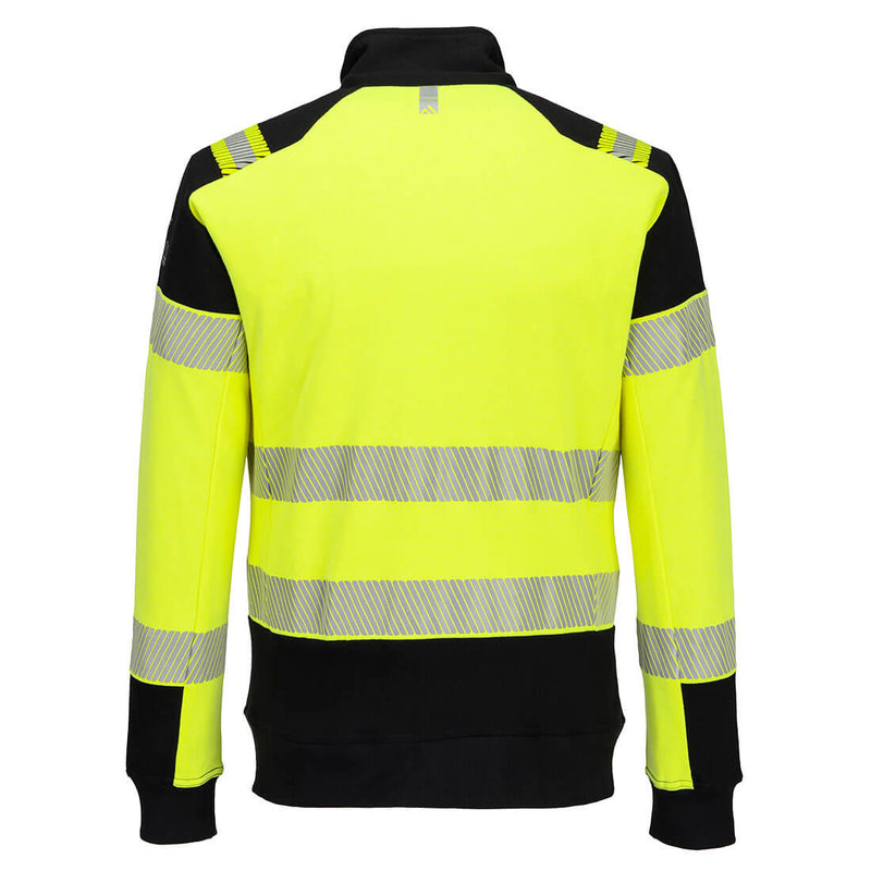 Chargez l'image dans la visionneuse de la galerie, FR717 - Sweat-shirt zippé PW3 Modaflame HV FR, Jaune/Noir, vue de dos # Couleur_Jaune/Noir
