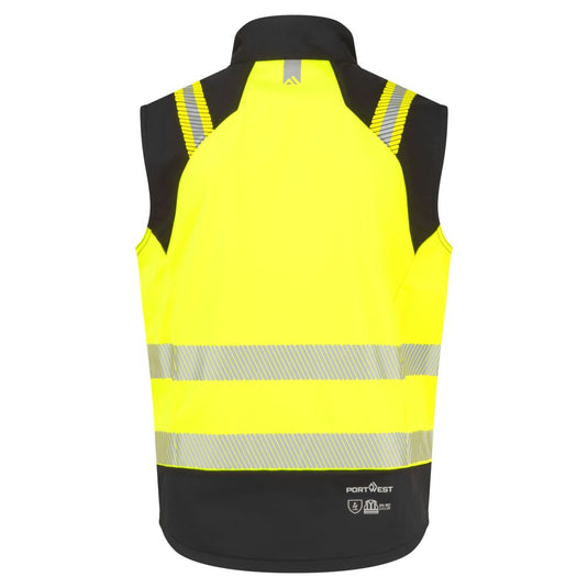 FR719 - Gilet softshell FR Modaflame HV PW3, Jaune/Noir, vue de dos 