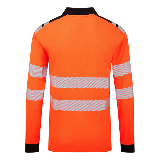 FR734 - Polo ML PW3 HVO Modaflame FR, Orange/Noir, vue de dos 