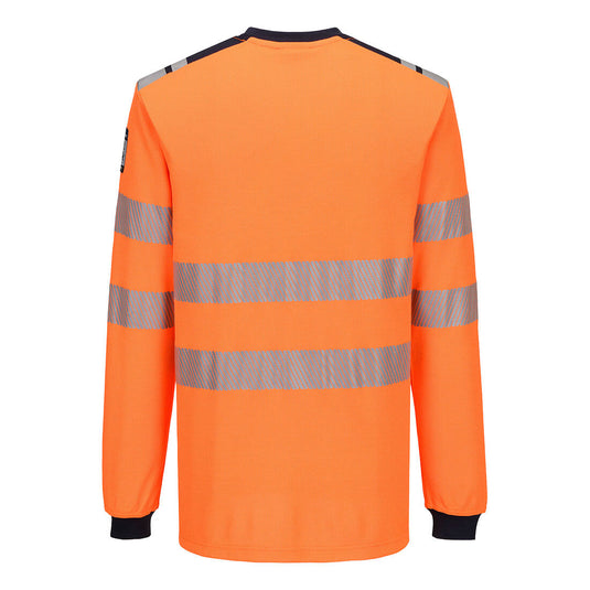 FR736 - Tee-shirt manches longues Modaflame PW3 HV, Orange/Marine, vue de dos 