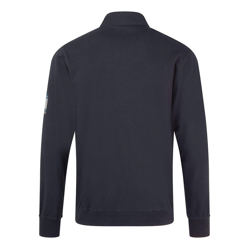 Chargez l'image dans la visionneuse de la galerie, FR738 - Sweat zippé intégral Modaflame Knit FR, Marine, vue de dos # Couleur_Marine
