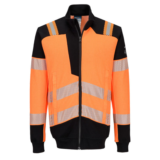 FR756 - Sweatshirt FR Zippé Intégral PW3 Modaflame Knit HVO, Orange/Noir 