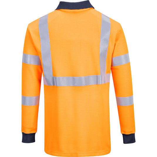 FR76 - Polo résistant à la flamme avec norme RIS, Orange, vue de dos 