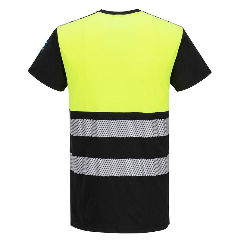 Chargez l'image dans la visionneuse de la galerie, FR775 - T-shirt mc PW3 Modaflame Knit HV Classe 1 FR, Jaune/Noir, vue de dos # Couleur_Jaune/Noir
