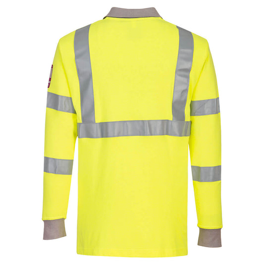 FR77 - Polo manches longues FR antistatique et HiVis, Jaune, vue de dos 