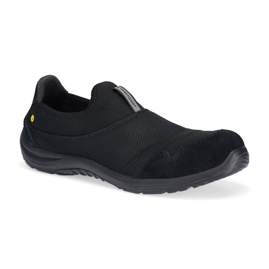 FT55 - Chaussure enfilable textile avec embout acier – S1P SR FO ESD, Noir, vue de dos 