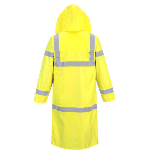 H445 - Manteau de pluie HiVis 122cm, Jaune, vue de dos 
