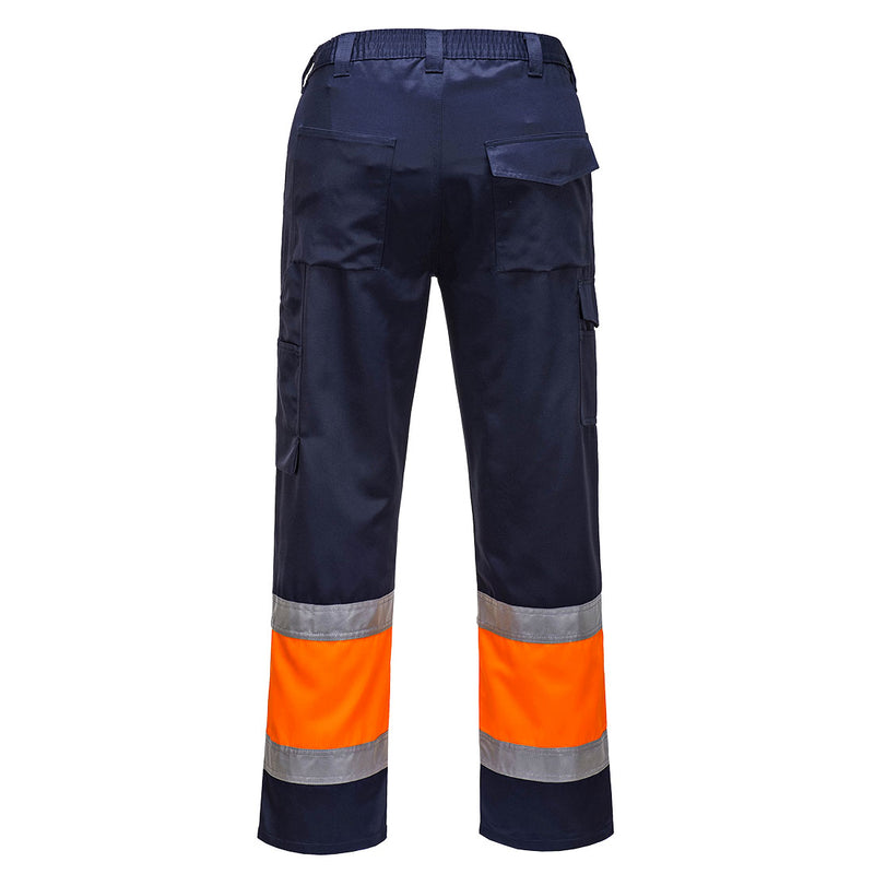 Chargez l'image dans la visionneuse de la galerie, L049 - Pantalon combat Hi-Vis Bicolore, Orange/Marine, vue de dos # Couleur_Orange/Marine
