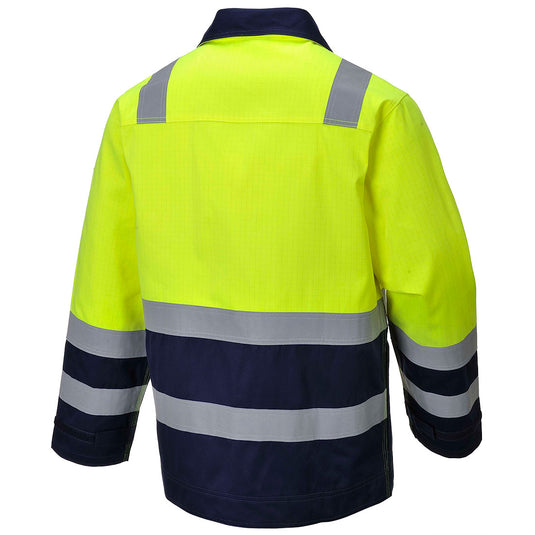 MV25 - Veste Hi-Vis MODAFLAME, Jaune/Marine, vue de dos 