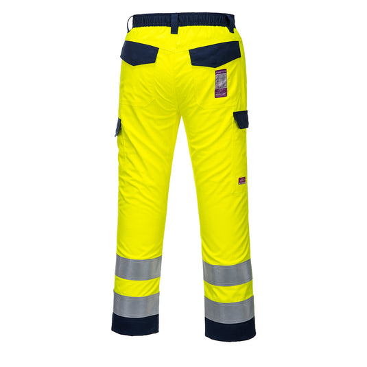 MV46 - Pantalon Modaflame Haute-Visibilité, Jaune/Marine, vue de dos 