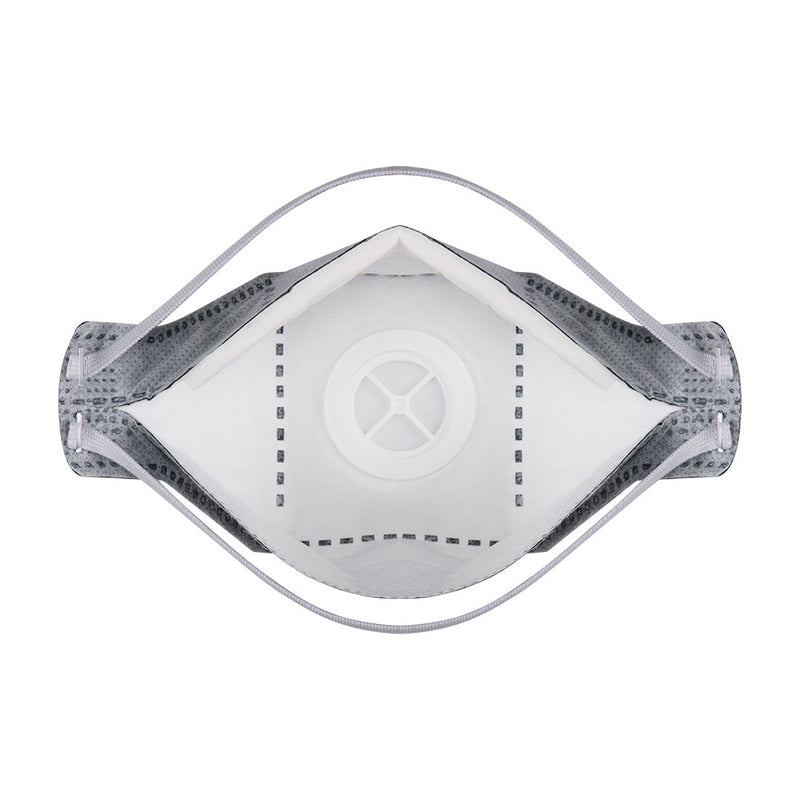 Chargez l'image dans la visionneuse de la galerie, P392 - Masque EAGLE Respiratoire FFP3  plat pliable en carbone avec valve (Paquet de 10 pièces), Blanc, vue de dos # Couleur_Blanc
