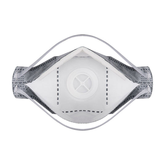 P392 - Masque EAGLE Respiratoire FFP3  plat pliable en carbone avec valve (Paquet de 10 pièces), Blanc, vue de dos 