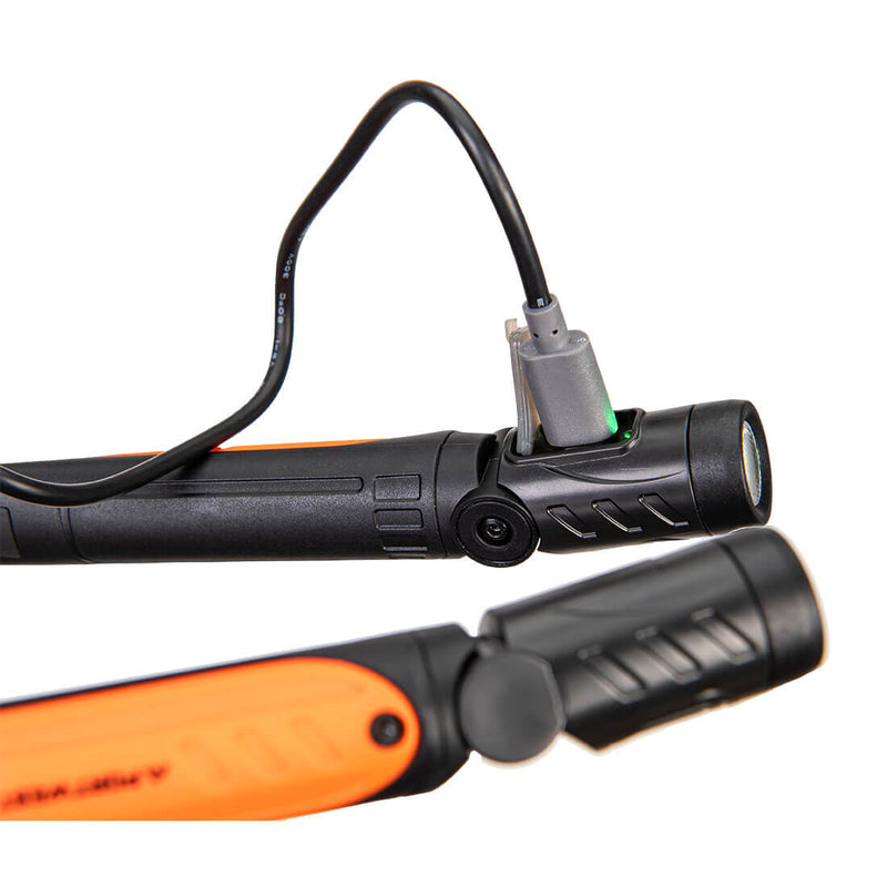 Chargez l'image dans la visionneuse de la galerie, PA73 - Lampe collier rechargeable par USB, Noir/Orange, vue de dos # Couleur_Noir/Orange
