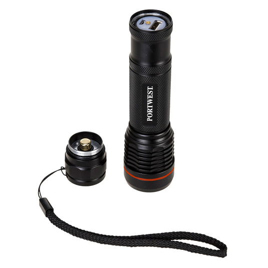 PA75 - Torche rechargeable USB, Noir, vue de dos 