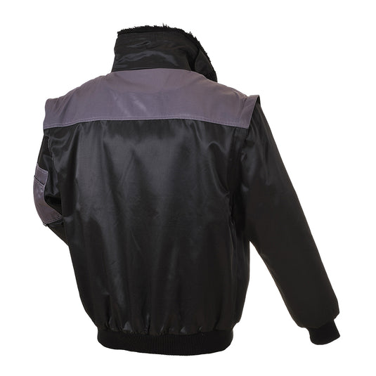 PJ20 - Blouson pilote bicolore, Noir/Gris, vue de dos