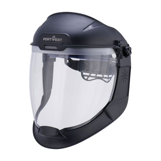 PS98 - Visière arc classe 1 avec support frontal, Incolore, vue de dos 