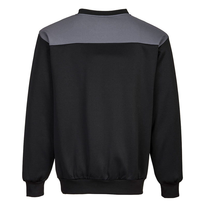 Chargez l'image dans la visionneuse de la galerie, PW273 - Sweat-shirt ras du cou PW2, Noir/ Zoom Gris, vue de dos # Couleur_Noir/ Zoom Gris
