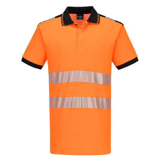 PW317 - Polo Haute Visibilité PW3 Cotton Comfort Manches Courtes, Orange/Noir