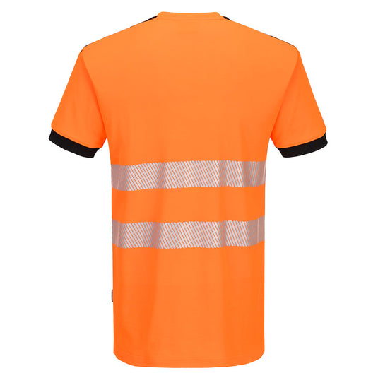 PW318 - T-Shirt PW3 HV MC Cotton Comfort, Orange/Noir, vue de dos 