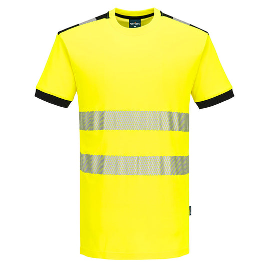 PW318 - T-Shirt PW3 HV MC Cotton Comfort, Jaune/Noir