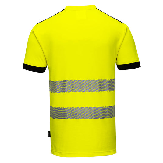 PW318 - T-Shirt PW3 HV MC Cotton Comfort, Jaune/Noir, vue de dos