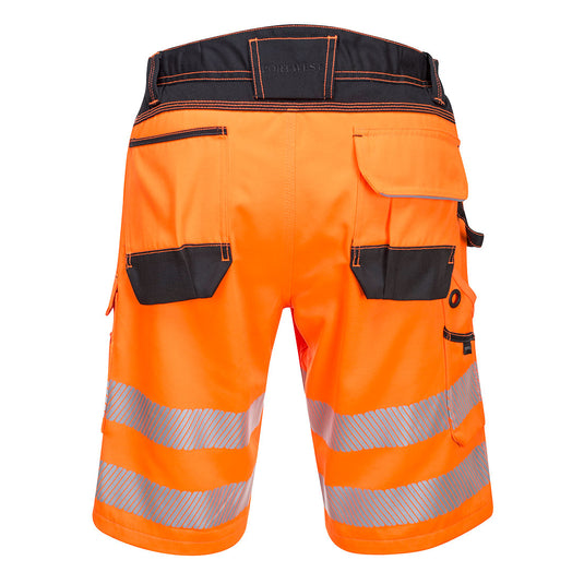PW348 - Bermuda PW3 Hi-Vis, Orange/Noir, vue de dos 