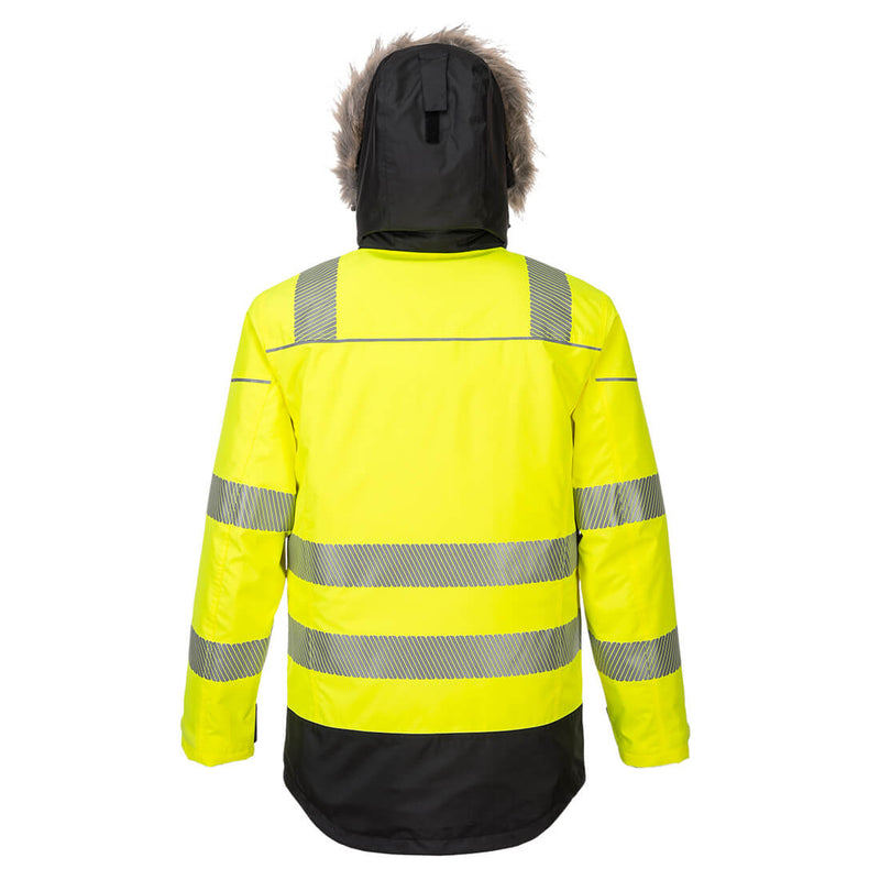 Chargez l'image dans la visionneuse de la galerie, PW369 - Parka d'hiver haute visibilité PW3, Jaune/Noir, vue de dos # Couleur_Jaune/Noir
