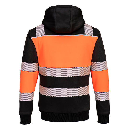 PW377 - Sweat à capuche d'hiver zippé PW3 Class 1, Orange/Noir, vue de dos