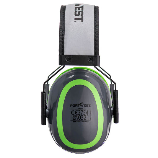 PW72 - Protection auditive HV Extreme basse, Gris /Vert, vue de dos 