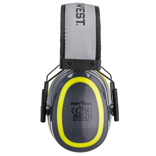 PW73 - Casque anti-bruit HV Extreme, Gris/Jaune, vue de dos 