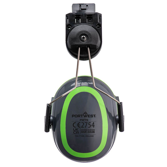 PW75 - Casque anti-bruit HV Extreme, Gris /Vert, vue de dos 