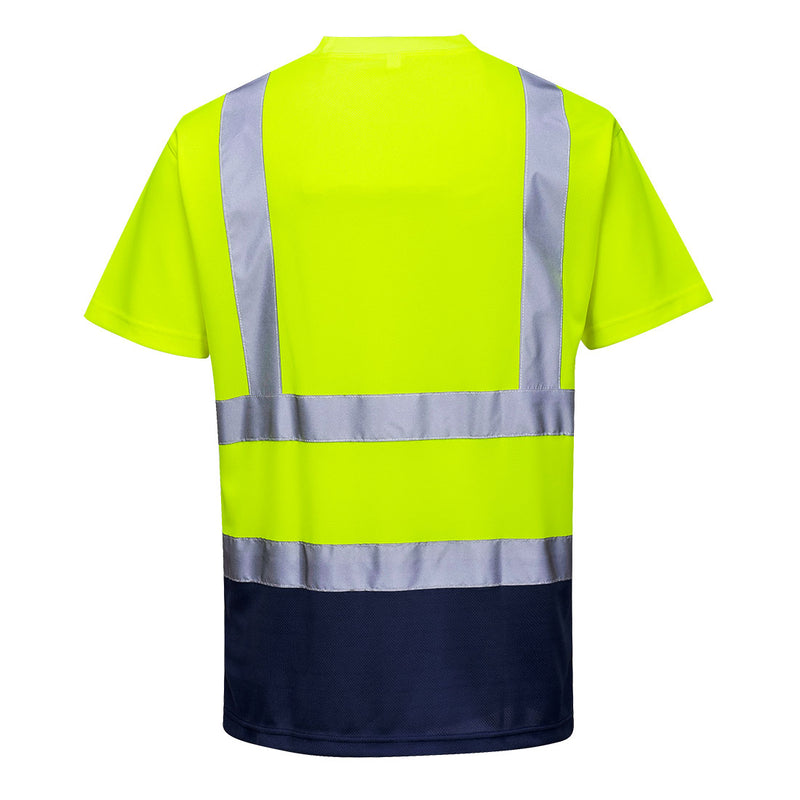 Chargez l'image dans la visionneuse de la galerie, S378 - T-shirt bicolore, Jaune/Marine, vue de dos # Couleur_Jaune/Marine
