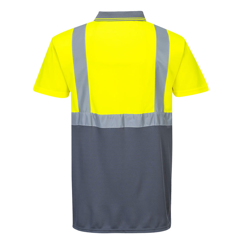 Chargez l'image dans la visionneuse de la galerie, S479 - Polo Bicolore, Jaune/Gris, vue de dos # Couleur_Jaune/Gris
