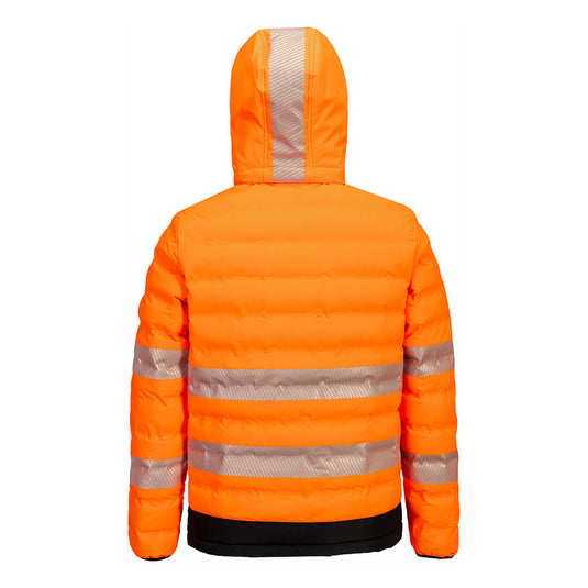 S548 - Doudoune chauffante HV avec capuche, Orange/Noir, vue de dos