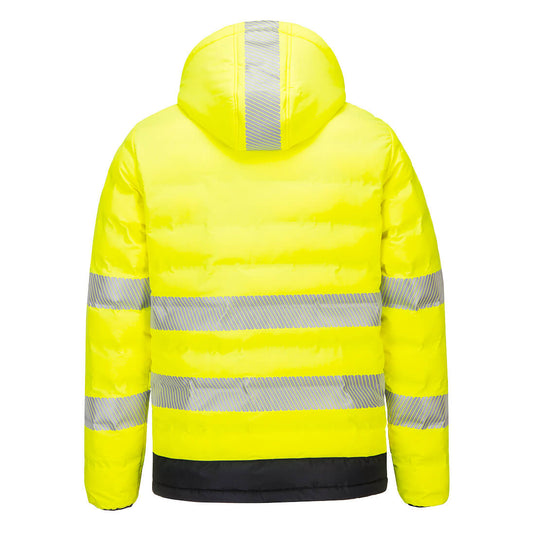 S548 - Doudoune chauffante HV avec capuche, Jaune/Noir, vue de dos
