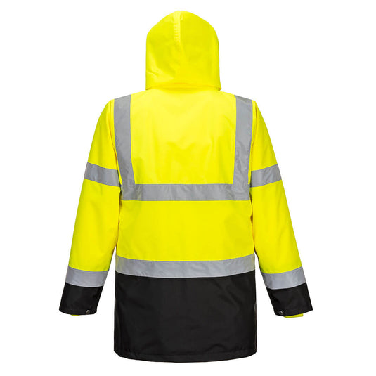 S766 - Parka 5 en 1 Essentiel Bicolore, Jaune/Noir, vue de dos
