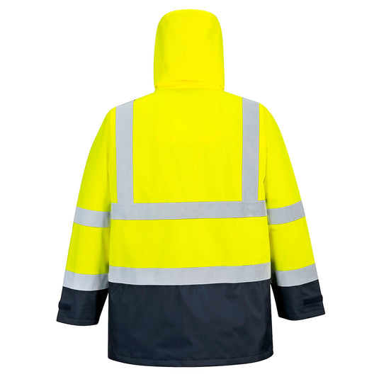 S768 - Parka Bicolore Executive 5-en-1, Jaune/Marine, vue de dos