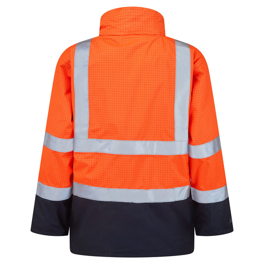 S779 - Parka HV Bizflame Rain Multi-risques, Orange/Marine, vue de dos