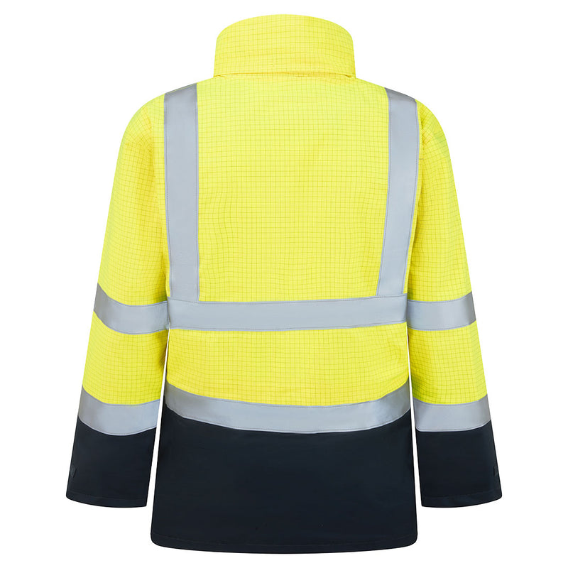 Chargez l'image dans la visionneuse de la galerie, S779 - Parka HV Bizflame Rain Multi-risques, Jaune/Marine, vue de dos # Couleur_Jaune/Marine
