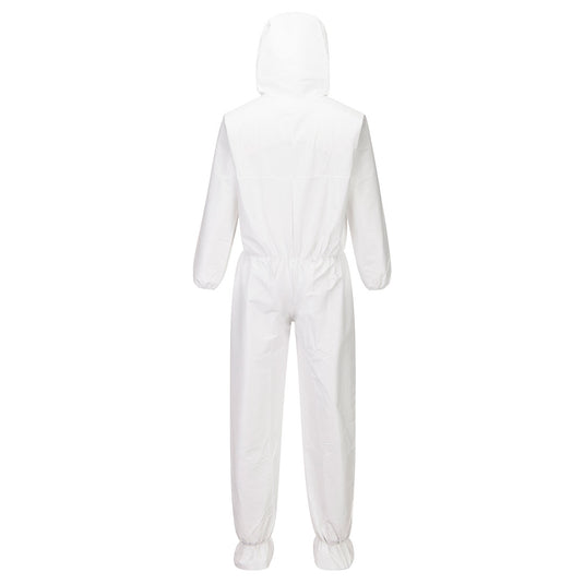 ST41 - BizTex combinaison microporeuse avec protège chaussure type 5/6, Blanc, vue de dos 