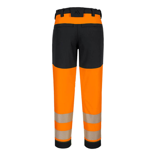T141-Pantalon stretch HV pour femme PW3, Orange/Noir, vue de dos