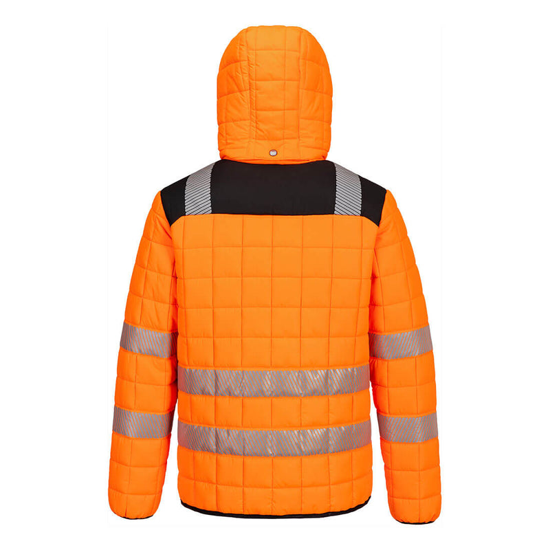 Chargez l'image dans la visionneuse de la galerie, T165-Veste hybride baffle HV PW3, Orange/Noir, vue de dos # Couleur_Orange/Noir

