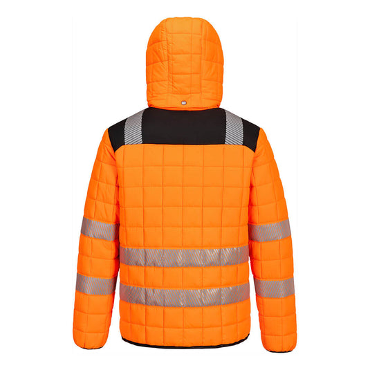 T165-Veste hybride baffle HV PW3, Orange/Noir, vue de dos