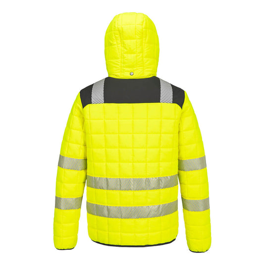 T165-Veste hybride baffle HV PW3, Jaune/Noir, vue de dos