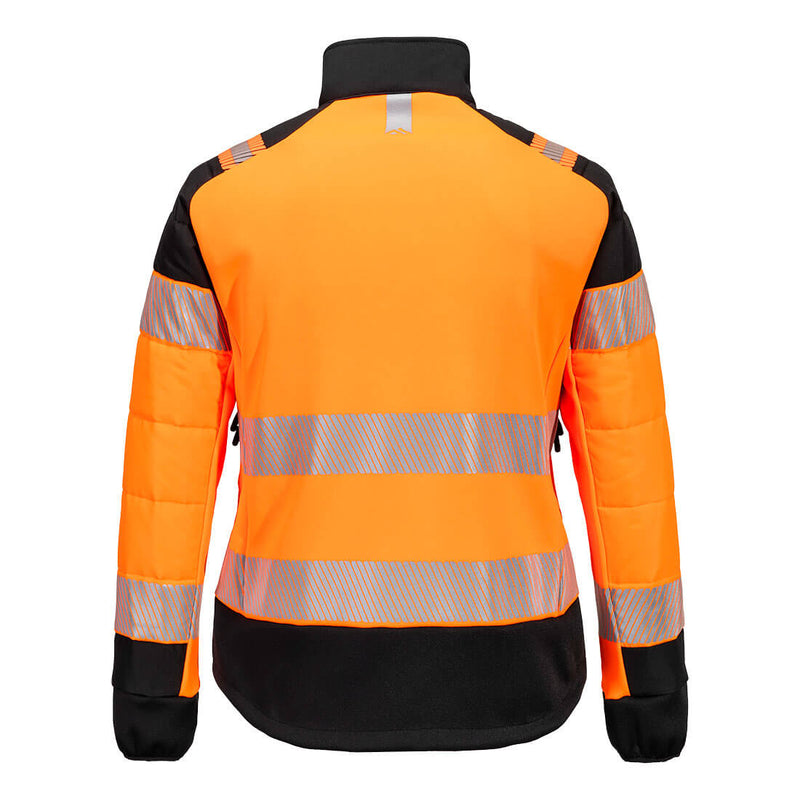 Chargez l'image dans la visionneuse de la galerie, T171-Veste Baffle hybride HV pour femme PW3, Orange/Noir, vue de dos # Couleur_Orange/Noir
