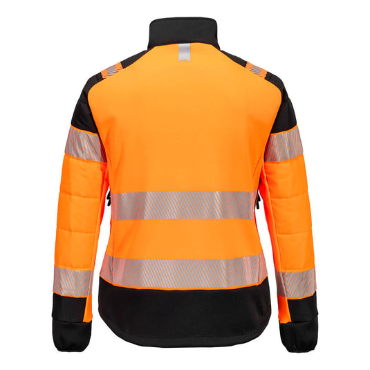 T171-Veste Baffle hybride HV pour femme PW3, Orange/Noir, vue de dos