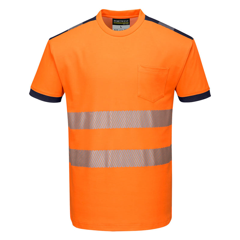 Chargez l'image dans la visionneuse de la galerie, T181 - T-Shirt HV PW3, Orange/Marine # Couleur_Orange/Marine
